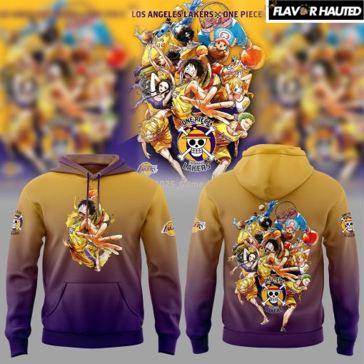 Los Angeles Lakers x Luffy One Piece Night New purple and yellow Hoodie