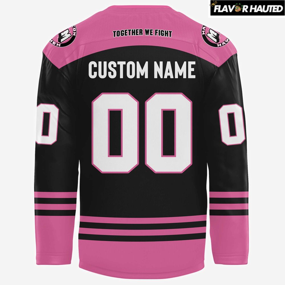 Macon Mayhem x Ice Out Cancer Night Custom Special Hockey Jersey Macon Mayhem x Ice Out Cancer Night Custom Special Hockey Jersey