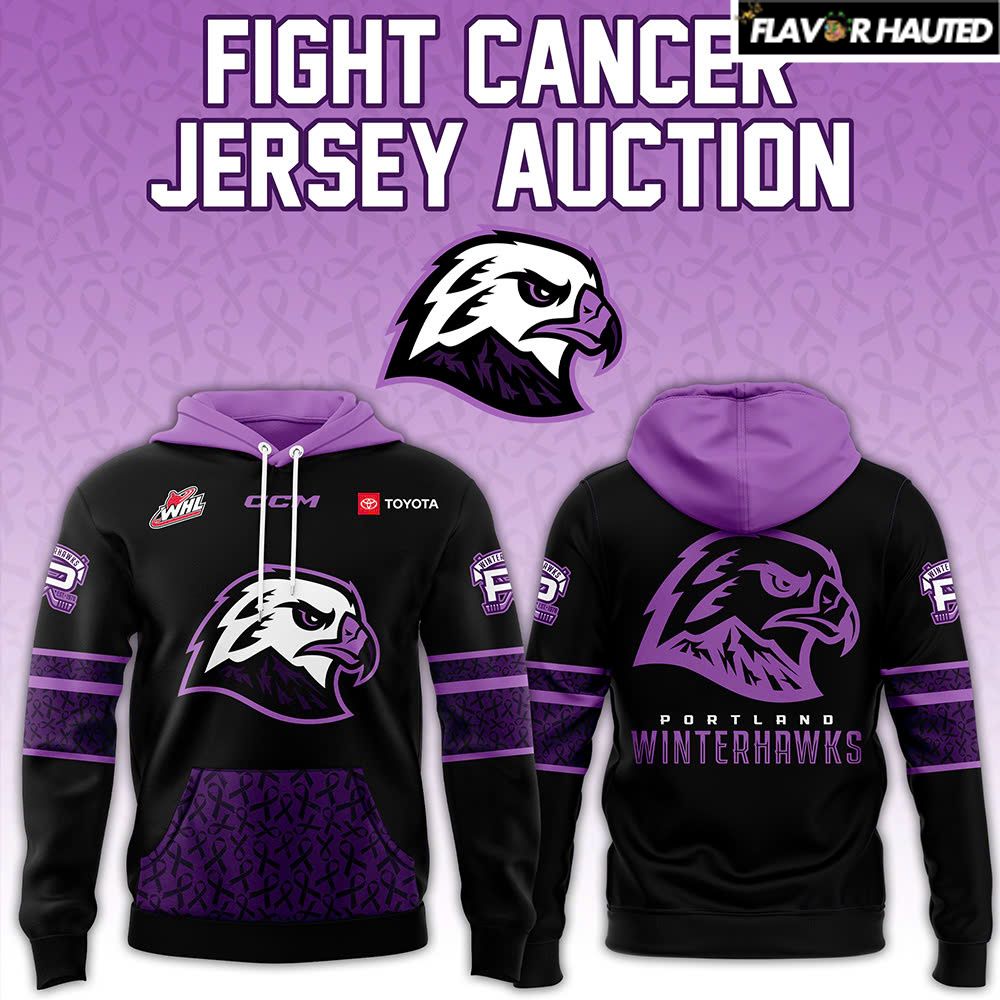 Portland Winterhawks Fight Cancer Limited Edition Hoodie Portland Winterhawks Fight Cancer Limited Edition Hoodie