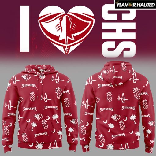 South Carolina Stingrays I Love CHS Night Tropical Pattern Hoodie