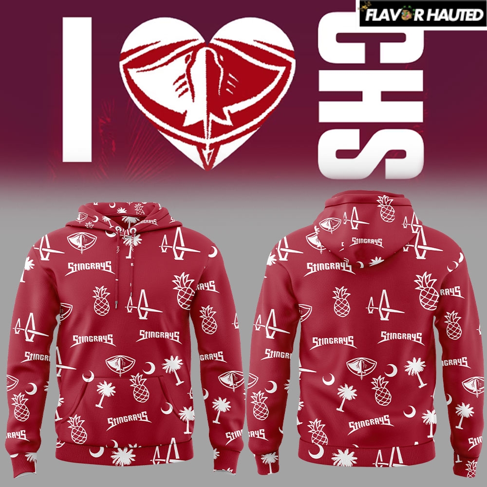 South Carolina Stingrays I Love CHS Night Tropical Pattern Hoodie South Carolina Stingrays I Love CHS Night Tropical Pattern Hoodie