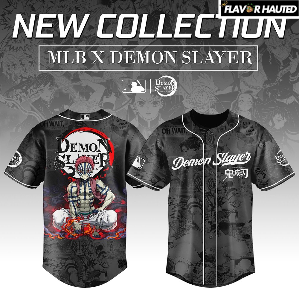 Akaza Demon Slayer x MLB Limited Edition Baseball Jersey Akaza Demon Slayer x MLB Limited Edition Baseball Jersey