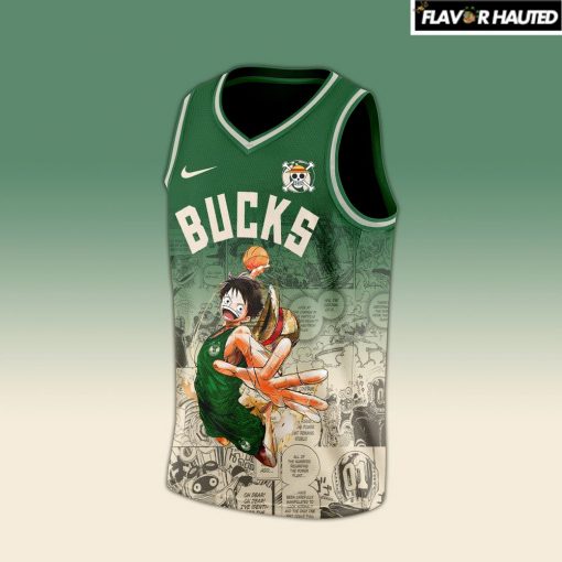 Milwaukee Bucks x Luffy One Piece Special Basketball Jersey