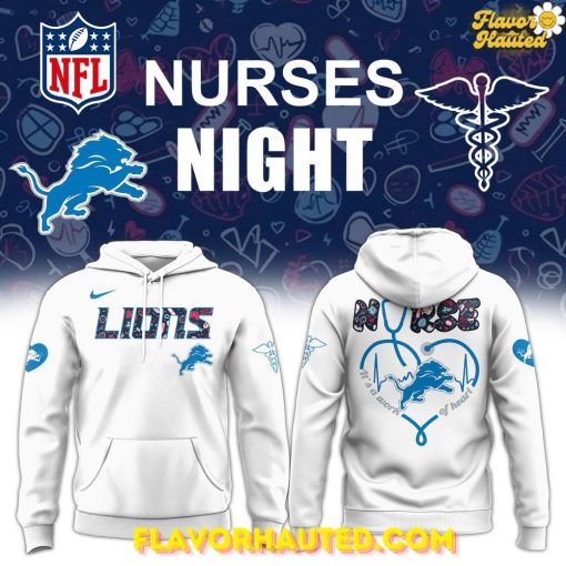 Detroit Lions Nurses Night Special White Hoodie