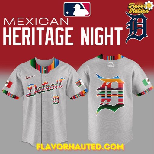 Detroit Tigers Mexican Heritage Night Special Gray Baseball Jersey