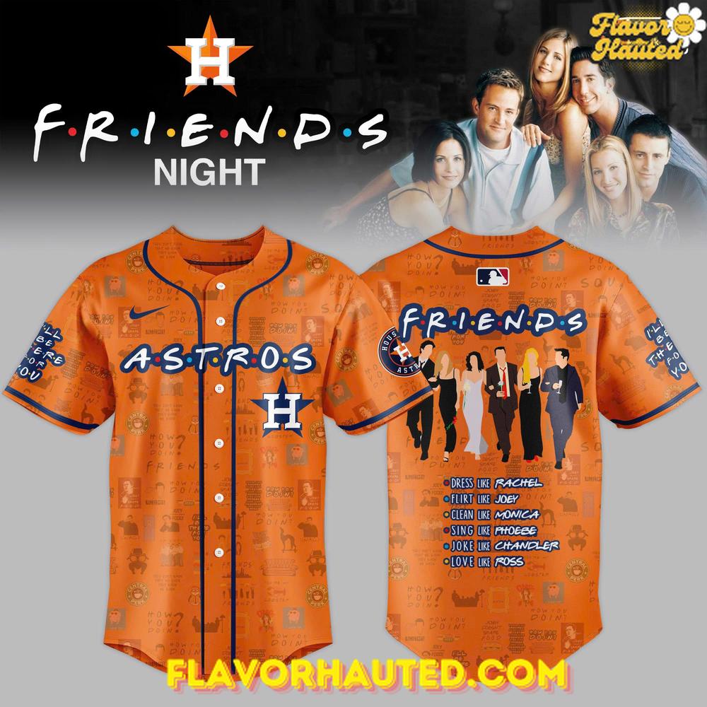 Houston Astros MLB x F.R.I.E.N.D.S Night Special Orange Baseball Jersey Houston Astros MLB x F.R.I.E.N.D.S Night Special Orange Baseball Jersey