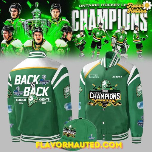 London Knights OHL Back-to-Back Champions 2024–2025 Green Bomber Jacket