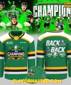 London Knights OHL Back-to-Back Champions 2024–2025 Green Hockey Jersey
