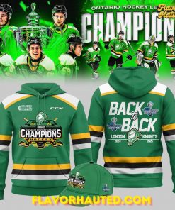 London Knights OHL Back-to-Back Champions 2024-2025 Green Hoodie