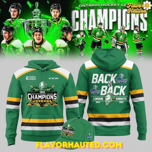 London Knights OHL Back-to-Back Champions 2024-2025 Green Hoodie