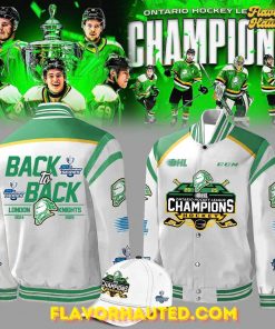 London Knights OHL Back-to-Back Champions 2024-2025 White Bomber Jacket