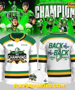 London Knights OHL Back-to-Back Champions 2024–2025 White Hockey Jersey
