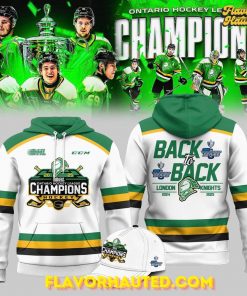 London Knights OHL Back-to-Back Champions 2024-2025 White Hoodie