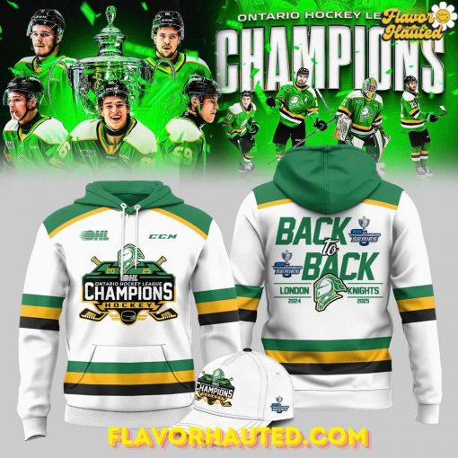 London Knights OHL Back-to-Back Champions 2024-2025 White Hoodie