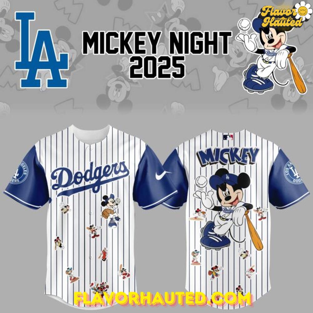 Los Angeles Dodgers x Mickey Mouse Night 2025 Limited Striped Baseball Jersey Los Angeles Dodgers x Mickey Mouse Night 2025 Limited Striped Baseball Jersey