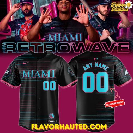 Miami Marlins Retrowave Neon City Edition Baseball Jersey