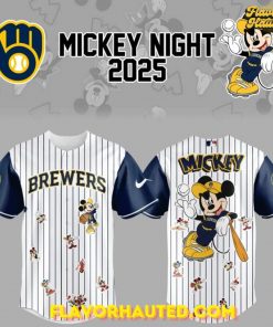 Milwaukee Brewers x Mickey Mouse Night 2025 Limited Striped Baseball Jersey