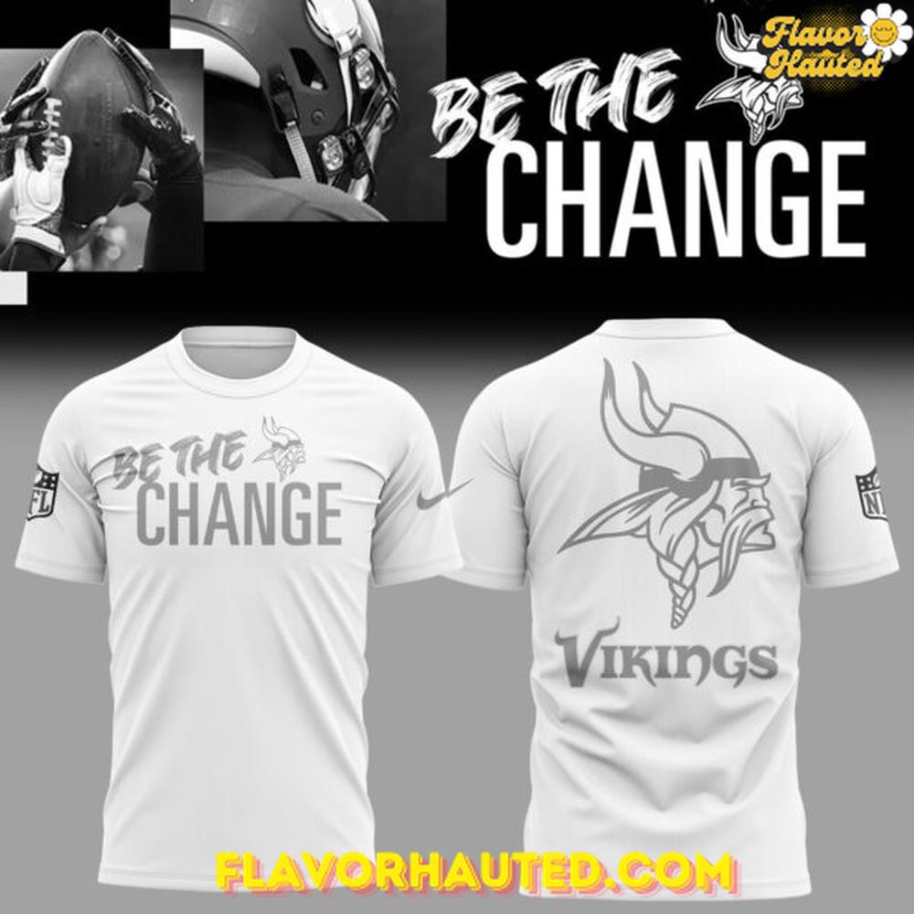 Minnesota Vikings 2025 Be The Change Special White T-Shirt Minnesota Vikings 2025 Be The Change Special White T-Shirt
