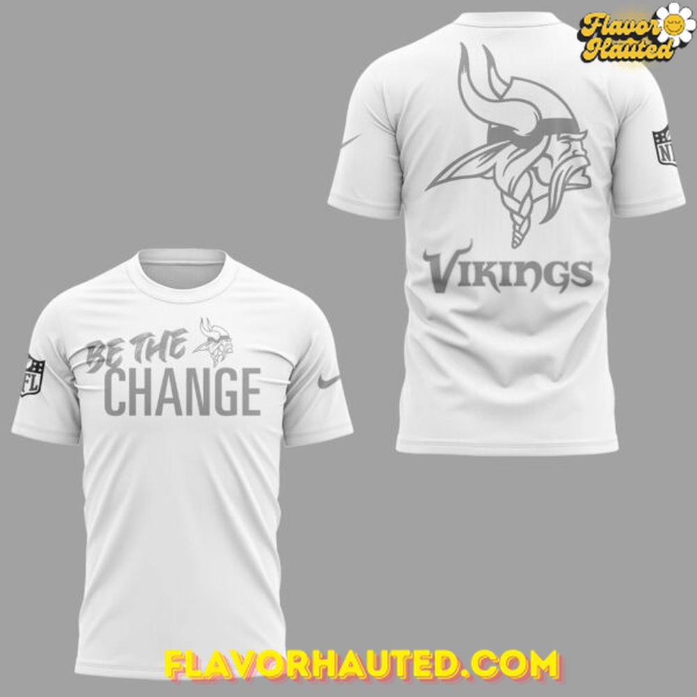 Minnesota Vikings 2025 Be The Change Special White T-Shirt Minnesota Vikings 2025 Be The Change Special White T-Shirt