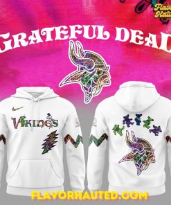 Minnesota Vikings Grateful Dead Night Special White Hoodie