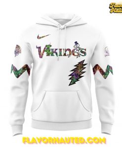 Minnesota Vikings Grateful Dead Night Special White Hoodie