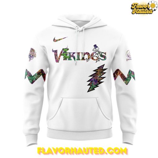 Minnesota Vikings Grateful Dead Night Special White Hoodie
