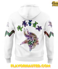 Minnesota Vikings Grateful Dead Night Special White Hoodie 3