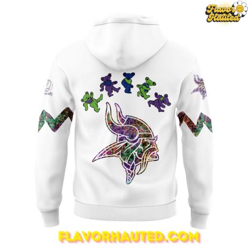 Minnesota Vikings Grateful Dead Night Special White Hoodie