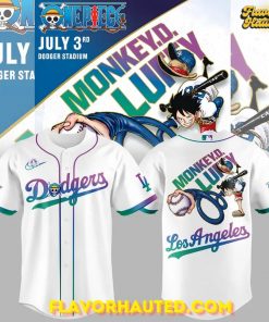 Monkey D. Luffy Los Angeles Dodgers 2025 Special Baseball Jersey