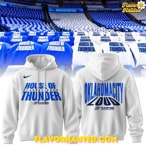 Oklahoma City Thunder Playoff 2025 White Hoodie