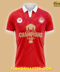 Olympiacos 2024-2025 Champions 48th Title Limited Polo Shirt