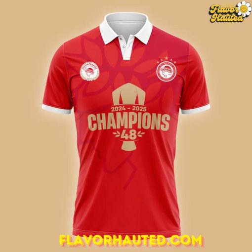 Olympiacos 2024-2025 Champions 48th Title Limited Polo Shirt