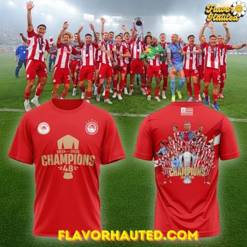 Olympiacos 2024-2025 Champions 48th Title Limited T-Shirt
