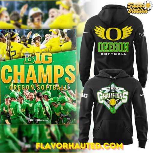 Oregon Softball Big Ten Champions 2025 Black Hoodie