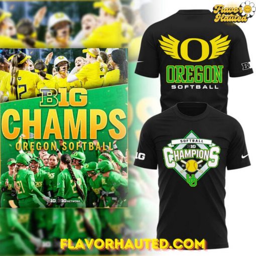 Oregon Softball Big Ten Champions 2025 Black T-Shirt
