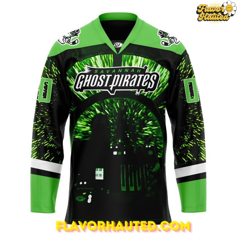 Savannah Ghost Pirates Custom Special Neon Green Hockey Jersey Savannah Ghost Pirates Custom Special Neon Green Hockey Jersey