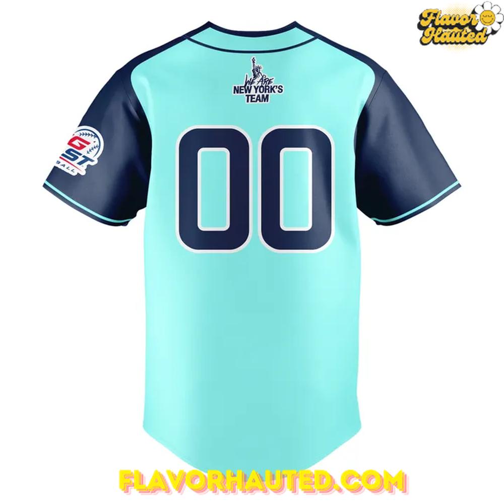 Staten Island SJ New York’s Team Aqua Blue Baseball Jersey Staten Island SJ New York’s Team Aqua Blue Baseball Jersey