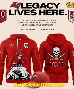 Tampa Bay Buccaneers Celebrate the Legacy of 50 Seasons 2025 Special Red Hoodie