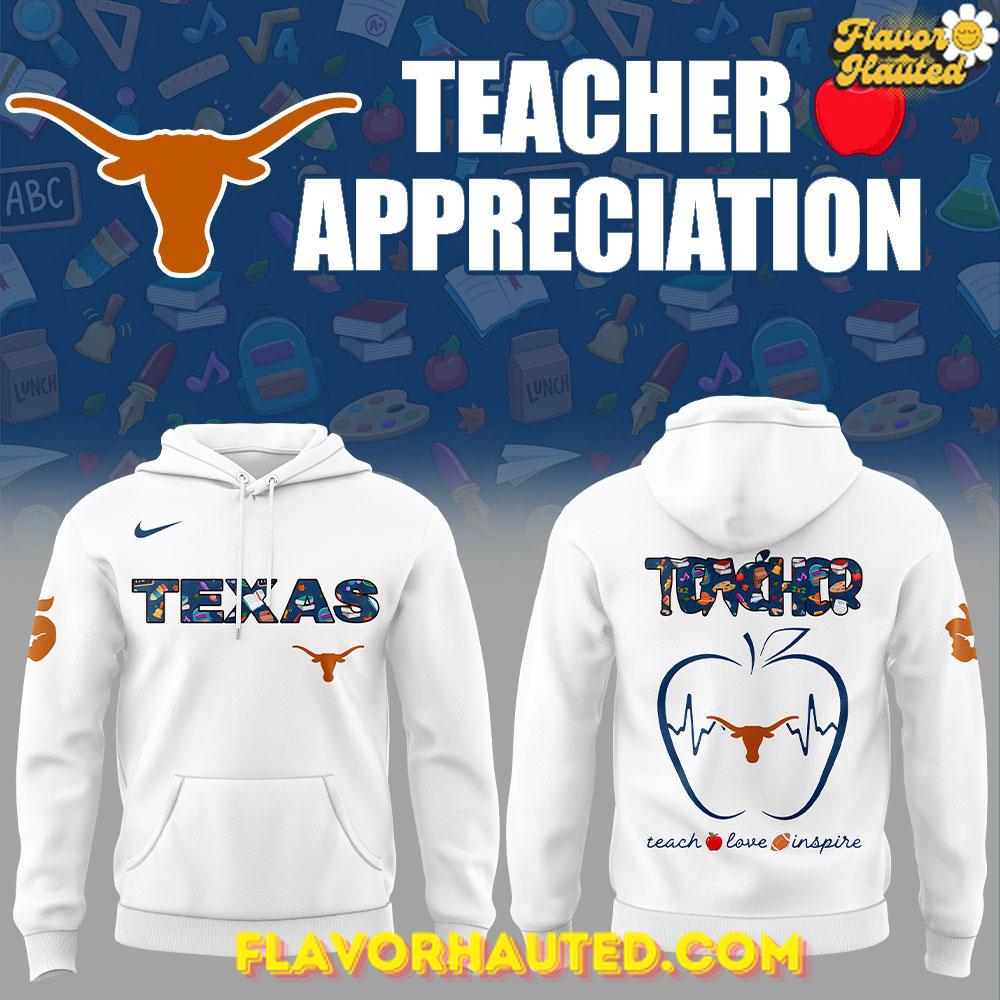 Texas Longhorns Teacher Appreciation 2025 Special White Hoodie Texas Longhorns Teacher Appreciation 2025 Special White Hoodie