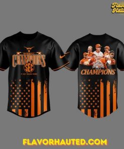 Texas Longhorns Tournament Champions 2025 Black Baseball Jersey
