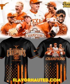 Texas Longhorns Tournament Champions 2025 Black Baseball Jersey