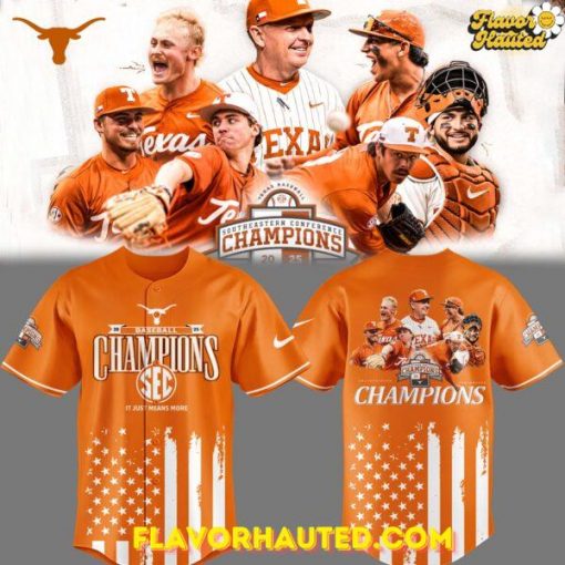 Texas Longhorns Tournament Champions 2025 Orange Baseball Jersey