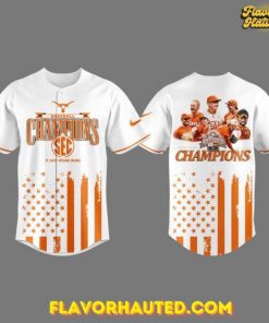 Texas Longhorns Tournament Champions 2025 White Baseball Jersey