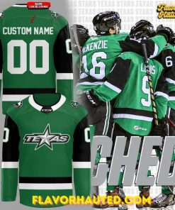 Texas Stars 2025 custom name and number Green Hockey Jersey 1