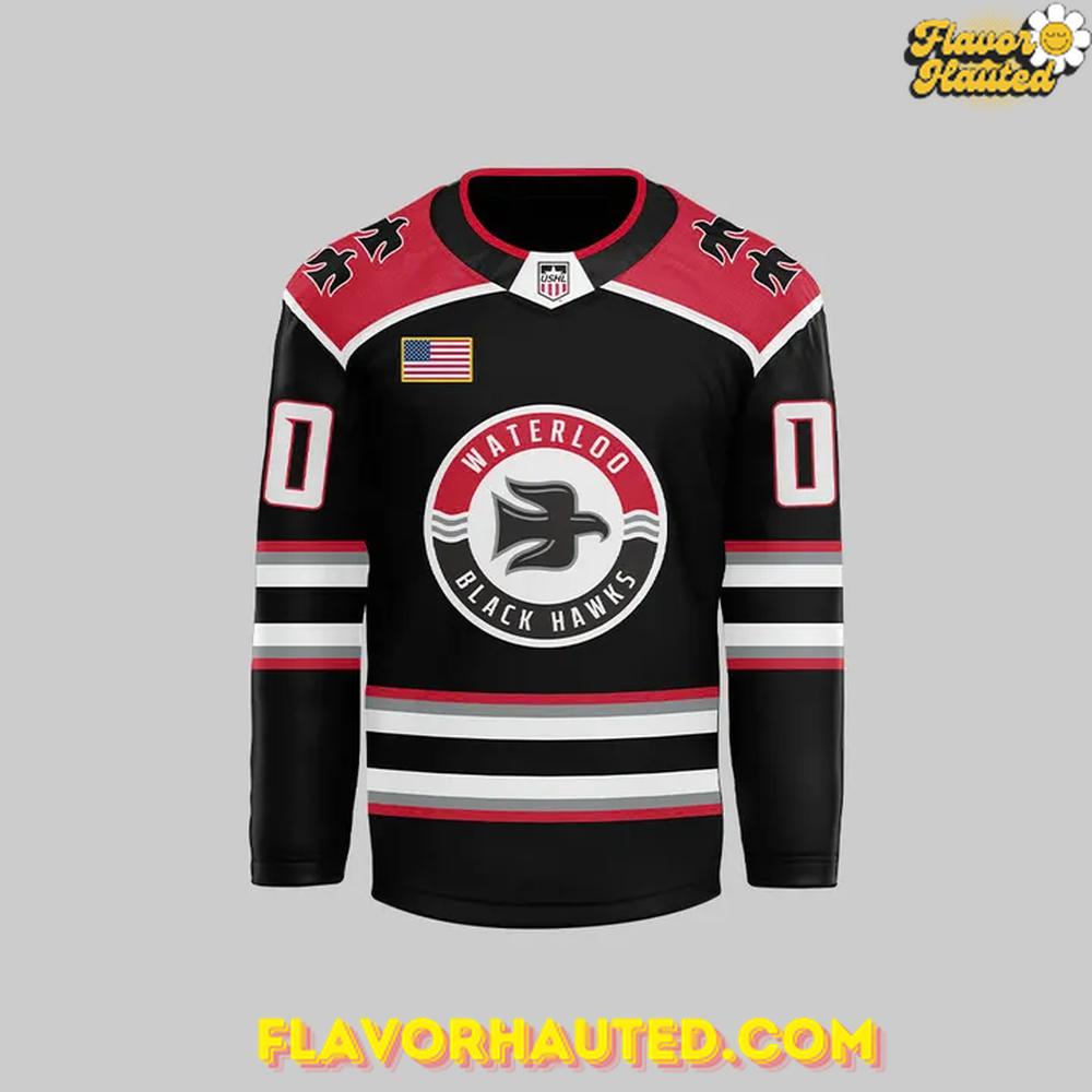 Waterloo Black Hawks Clark Cup 2025 Special Hockey Jersey Waterloo Black Hawks Clark Cup 2025 Special Hockey Jersey
