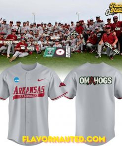 Arkansas Razorbacks 2025 Omahogs AR Special Gray Baseball Jersey