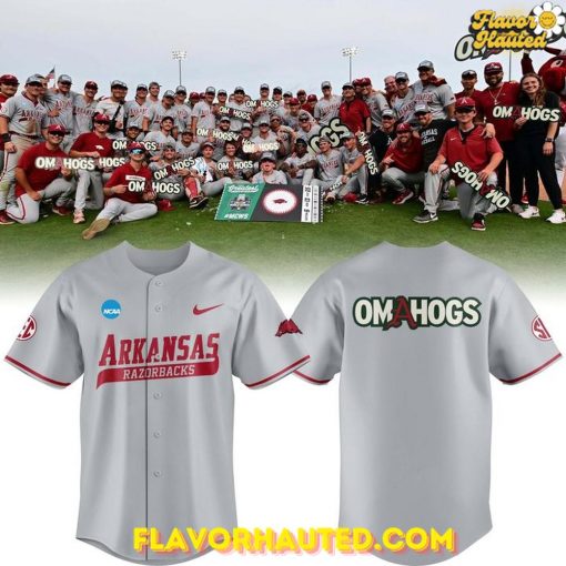 Arkansas Razorbacks 2025 Omahogs AR Special Gray Baseball Jersey