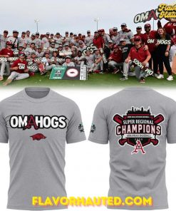 Arkansas Razorbacks 2025 Omahogs Men’s College World Series Limited Gray T-Shirt