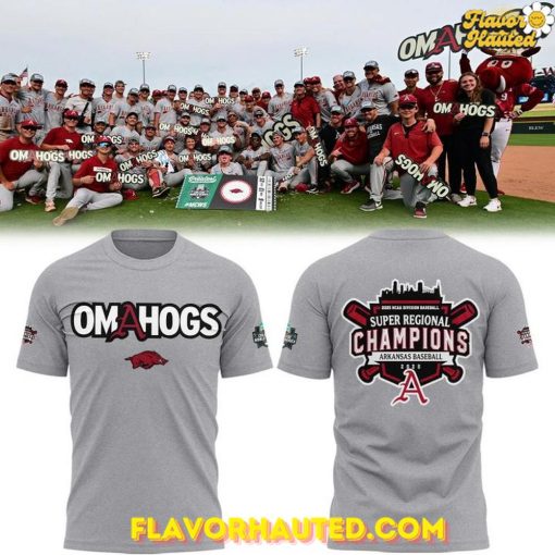 Arkansas Razorbacks 2025 Omahogs Men’s College World Series Limited Gray T-Shirt