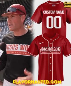 Arkansas Razorbacks Baseball “Jesus Won” Special Red Jersey